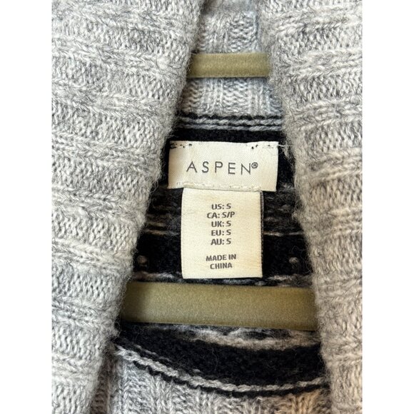 Aspen Faire Isle Turtleneck Ski Sweater Gray Soft Cozy Pullover Polyester Wool S - Picture 5 of 7